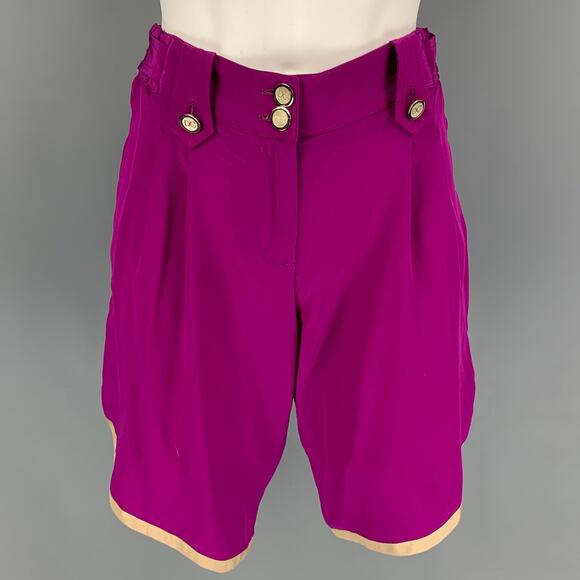 DOLCE & GABBANA Size 4 Purple Beige Silk Shorts - Picture 1 of 6